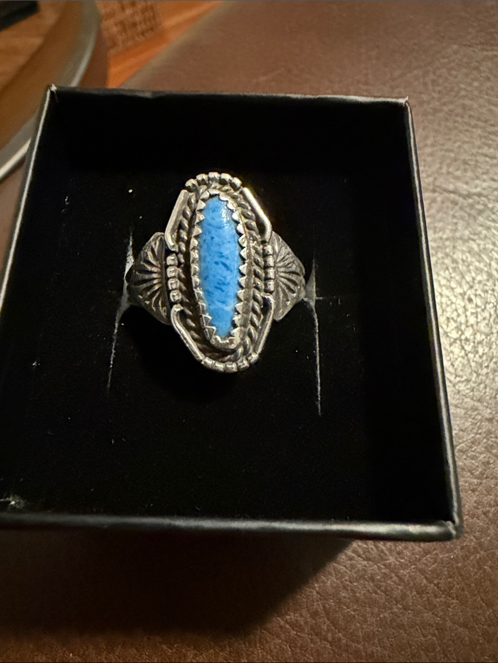 Sterling Silver Turquoise Marquise Ring - Native American